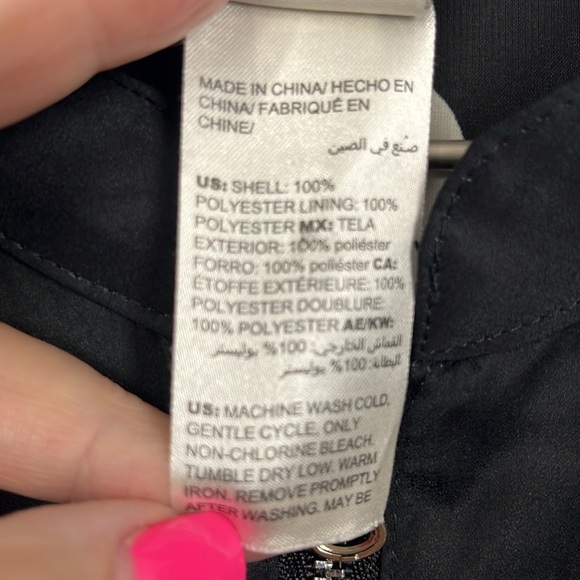 Chico’s Women Bomber Jacket 1 (8-10) Black Red Floral  Polka Dots Reversible EUC - Picture 3 of 14